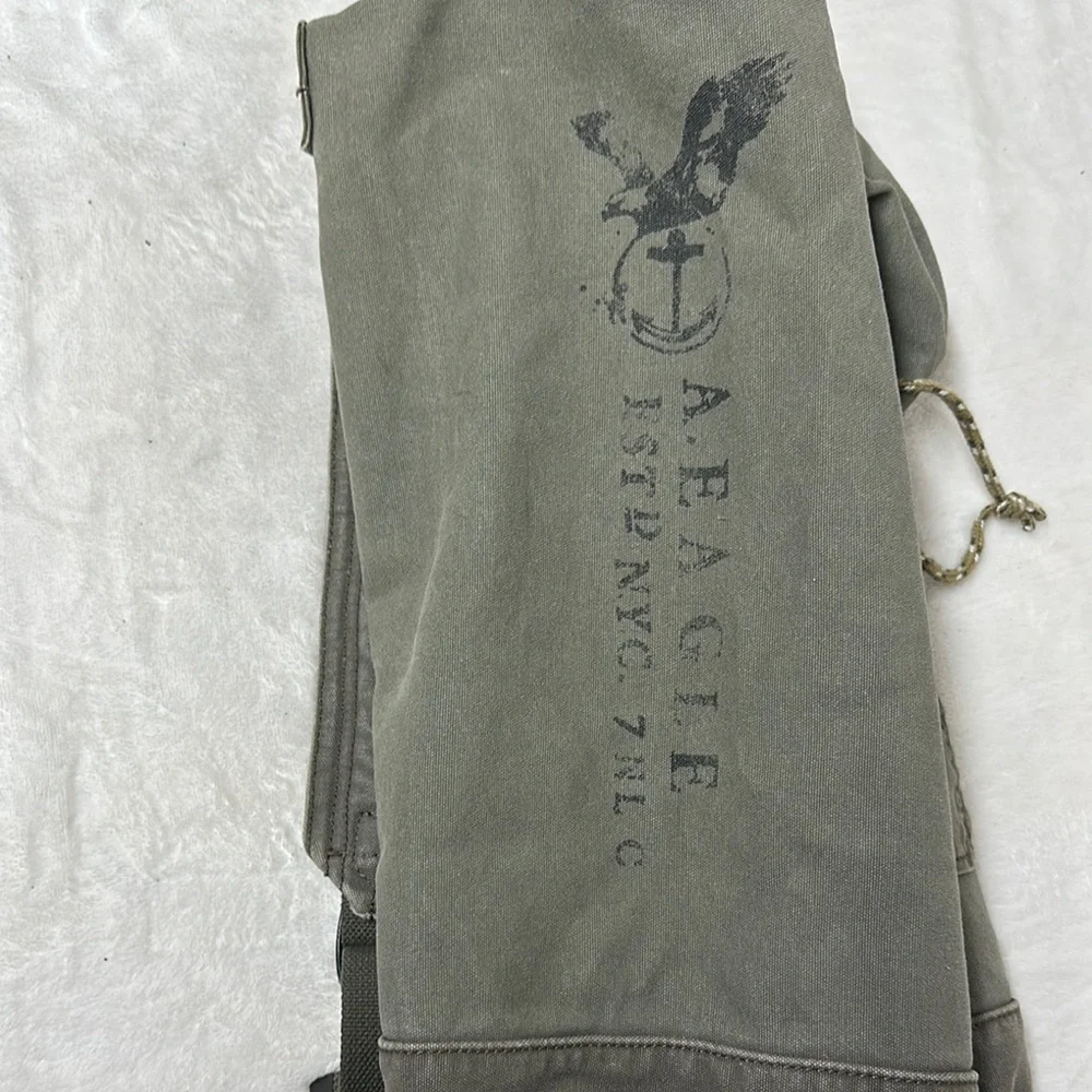 Green Canvas Duffel Bag with Drawstring Closure